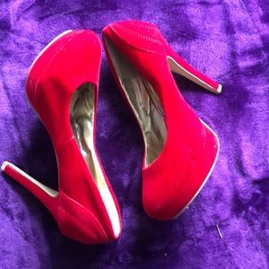 Red platform shoes